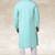 Sea blue printed cotton fabric straight kurta for men