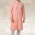 Pink printed cotton fabric straight kurta for men