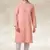 pink printed cotton fabric straight kurta churidar for men