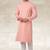 Pink printed cotton fabric straight kurta for men