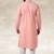 Pink printed cotton fabric straight kurta for men