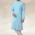 sky blue printed cotton fabric straight kurta churidar for men