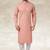 Peach printed cotton fabric straight kurta for men