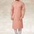 Peach printed cotton fabric straight kurta for men
