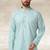 Blue printed cotton fabric straight kurta for men
