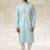 Blue printed cotton fabric straight kurta for men