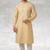 Yellow printed cotton fabric straight kurta for men