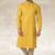 Yellow printed cotton fabric straight kurta for men