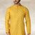 Yellow printed cotton fabric straight kurta for men