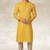 Yellow printed cotton fabric straight kurta for men