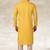 Yellow printed cotton fabric straight kurta for men