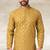 Mustard printed cotton fabric straight kurta for men
