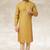 Mustard printed cotton fabric straight kurta for men
