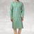 Green printed cotton fabric straight kurta for men