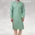 green printed cotton fabric straight kurta churidar for men