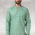Green printed cotton fabric straight kurta for men
