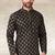 Mehendi green printed cotton fabric straight kurta for men