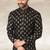 Black printed cotton fabric straight kurta for men
