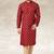 Maroon printed cotton fabric straight kurta for men