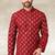 Maroon printed cotton fabric straight kurta for men