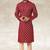 Maroon printed cotton fabric straight kurta for men