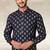 Navy blue printed cotton fabric straight kurta for men