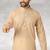 Beige printed cotton fabric straight kurta for men