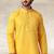 Yellow printed cotton fabric straight kurta for men