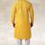 Yellow printed cotton fabric straight kurta for men
