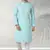 blue printed cotton fabric straight kurta churidar for men