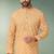 Yellow printed cotton fabric straight kurta for men