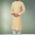 Yellow printed cotton fabric straight kurta for men