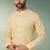 Yellow printed cotton fabric straight kurta for men