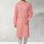 Pink printed cotton fabric straight kurta for men