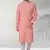 pink printed cotton fabric straight kurta churidar for men