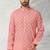 Pink printed cotton fabric straight kurta for men