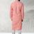 Pink printed cotton fabric straight kurta for men