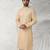 Beige printed cotton fabric straight kurta for men