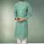 Green printed cotton fabric straight kurta for men