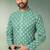 Green printed cotton fabric straight kurta for men