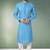 Blue printed cotton fabric straight kurta for men