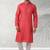 Red printed cotton fabric straight kurta for men