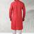 Red printed cotton fabric straight kurta for men