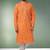 Orange printed cotton fabric straight kurta for men