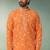 Orange printed cotton fabric straight kurta for men