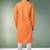 Orange printed cotton fabric straight kurta for men