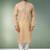 Beige printed cotton fabric straight kurta for men
