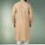 Beige printed cotton fabric straight kurta for men