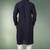 Navy blue printed cotton fabric straight kurta for men
