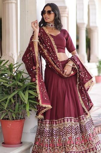 Vichitra Silk with Sequins & Thread Embroidered work with Designer Duppta